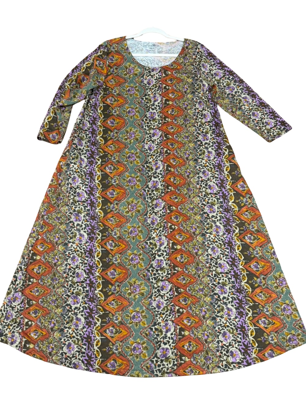 🤎 Natural Life Lottie Knit Maxi Dress Brown Tuscany Border Floral Boho Large - Picture 4 of 12